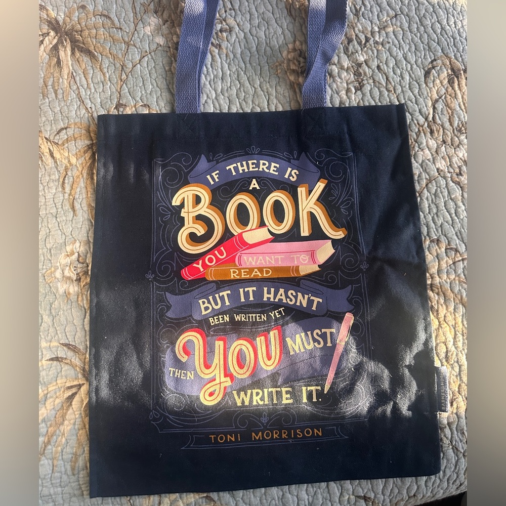 Graphic Quote Tote Bag - Navy with Multicolor Print